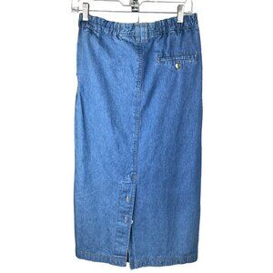 Truly Yours womens midi straight denim skirt with kick pleat size 4 pockets W28